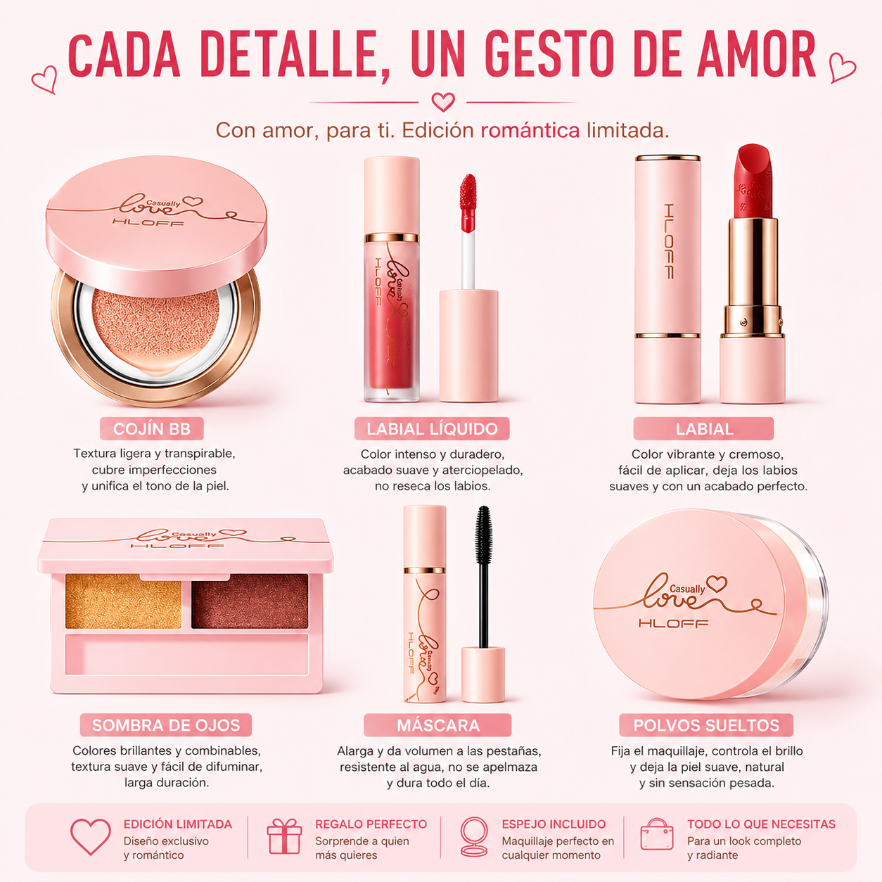 HLOFF Cofre de Maquillaje “Amor a Voluntad” – Edición Romántica Limitada