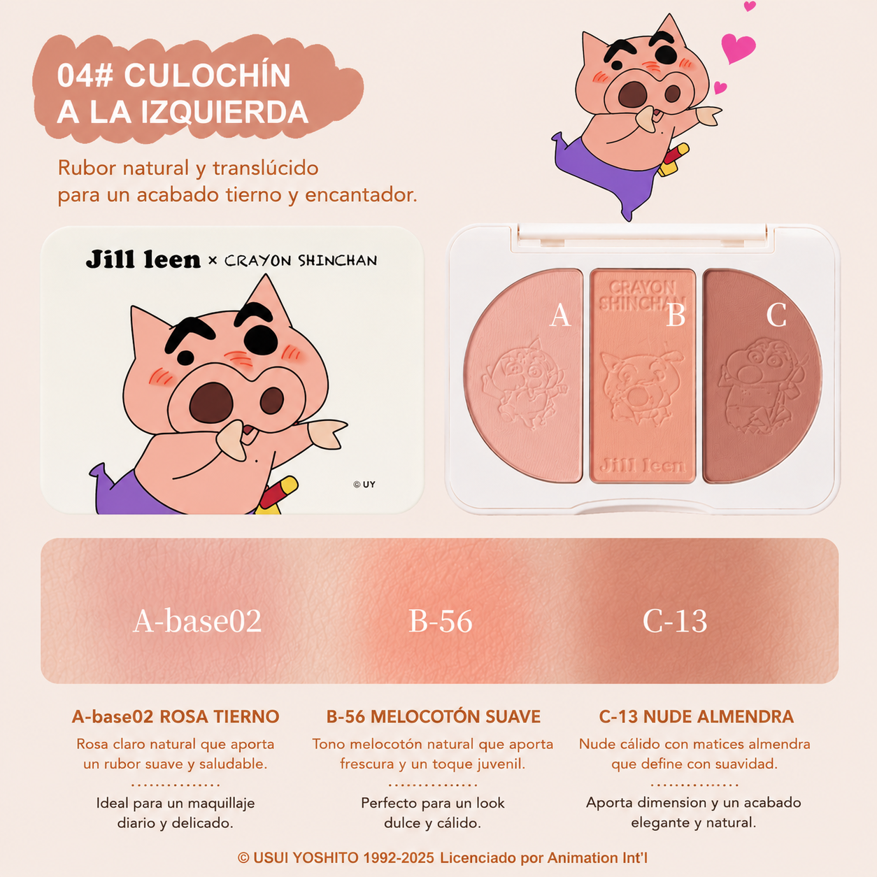 CRAYON SHIN-CHAN Paleta de Rubor y Contorno 3 Tonos