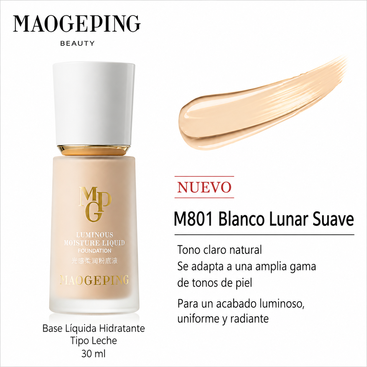 MAOGEPING Base Líquida Hidratante Luminosa (30ml/5ml)
