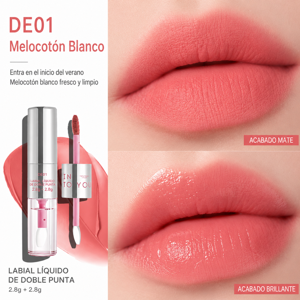 INTO YOU Labial Líquido de Doble Punta – Acabado Mate & Gloss