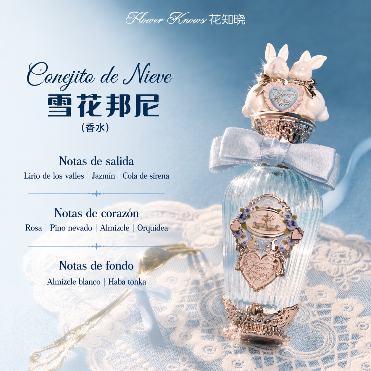 FLOWER KNOWS Snowflake Bunny Eau de Parfum – Conejito de Nieve (50ml)