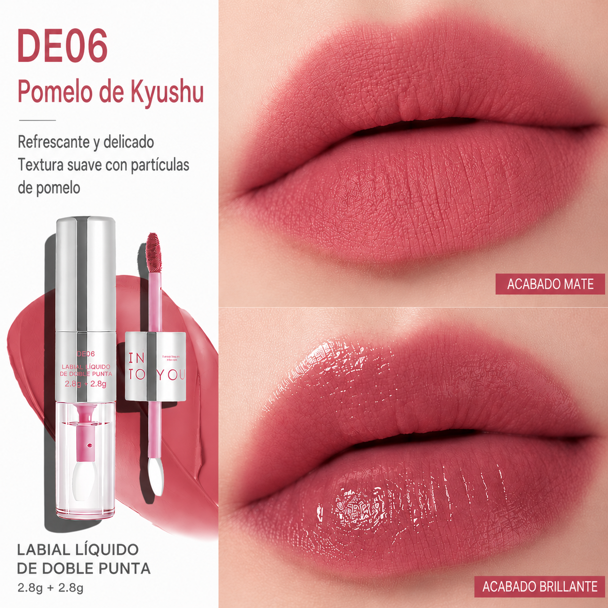 INTO YOU Labial Líquido de Doble Punta – Acabado Mate & Gloss
