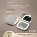 Espejo de maquillaje portátil e inteligente con luz LED