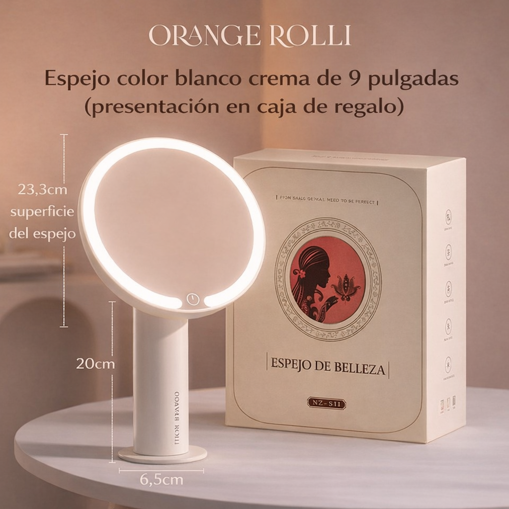Espejo de maquillaje inteligente con luz LED