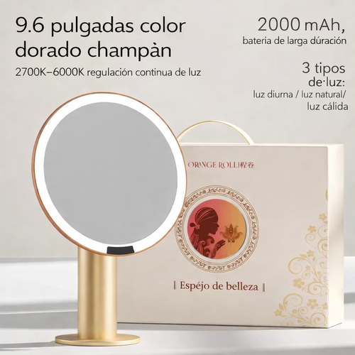 Espejo de maquillaje inteligente con luz LED