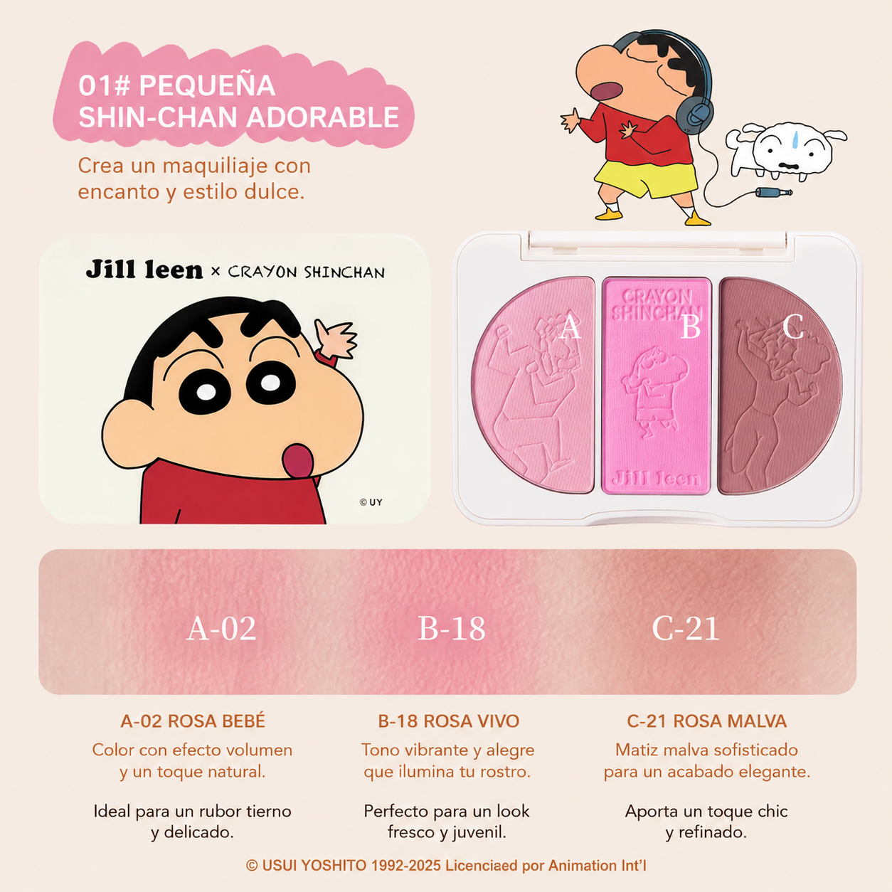 CRAYON SHIN-CHAN Paleta de Rubor y Contorno 3 Tonos