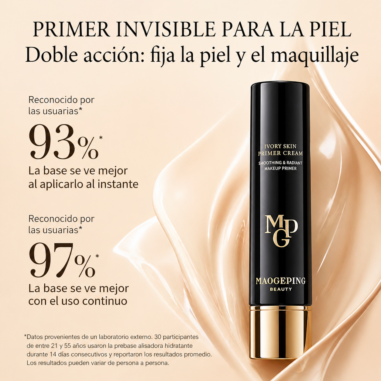 MAOGEPING Ivory Skin Primer Cream - Prebase Alisadora Invisible (30ml/5ml)