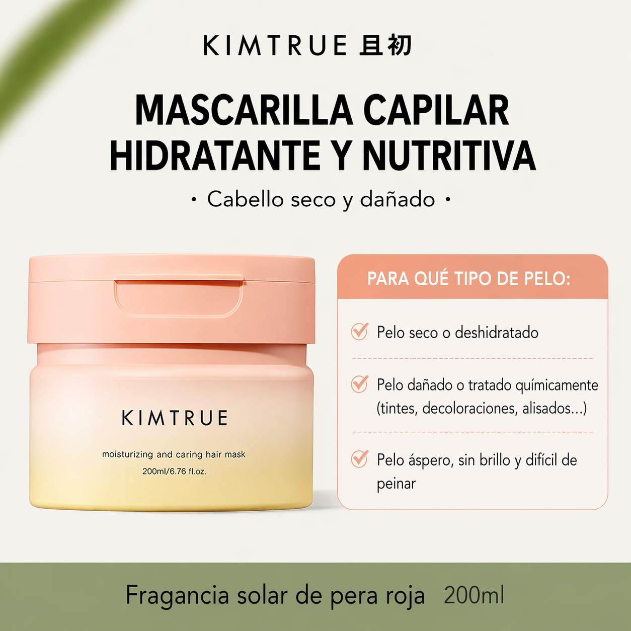KIMTRUE Hair Mask Hidratante y Nutritiva Cabello Seco (200ml)