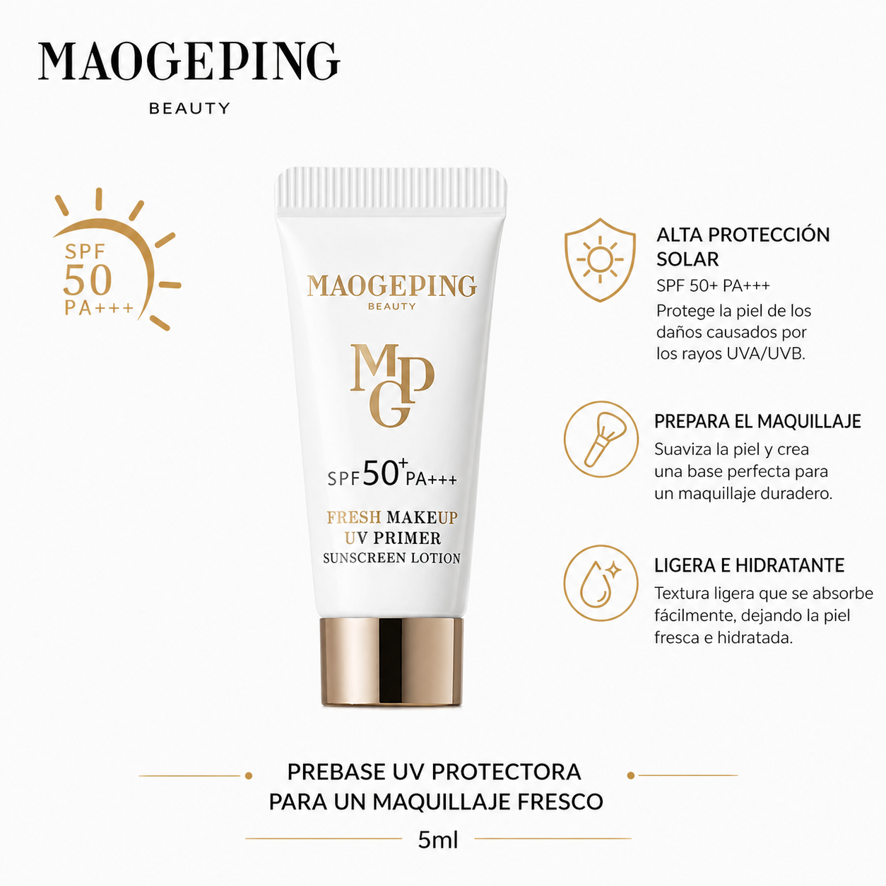 MAOGEPING Fresh Makeup UV Primer SPF50+ (30ml/5ml)